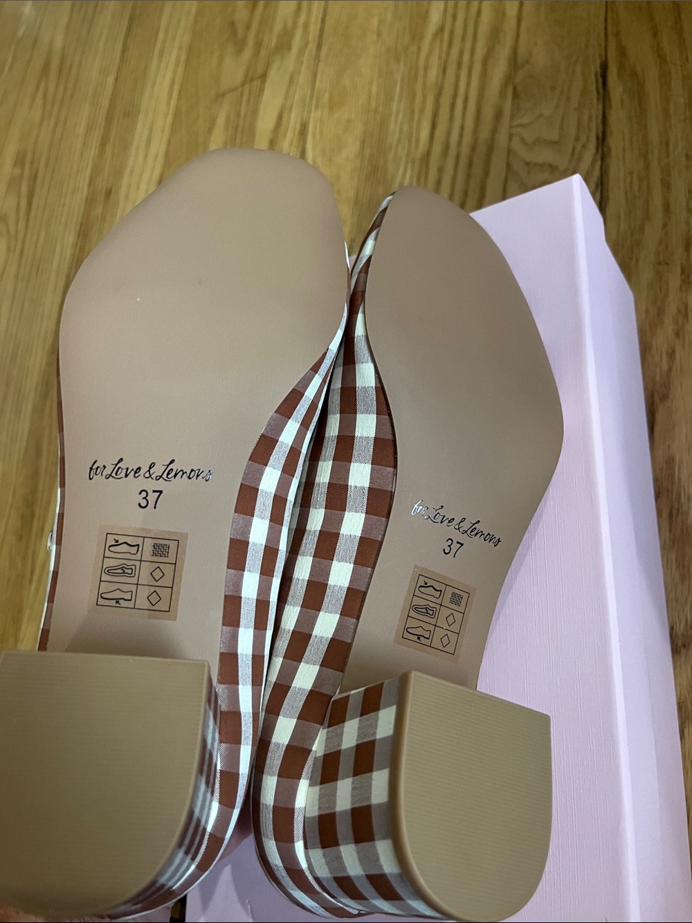 For love & lemons NEW W BOX brown gingham Jolie cottagecore pumps sz 7 - Picture 7 of 7